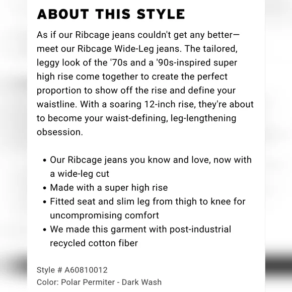 Levi's Ribcage Wide Leg Dark Denim Jeans - Picture 6 of 9